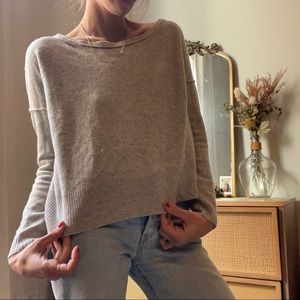 Cuyana Cashmere-Wool Boatneck Sweater • Light Grey